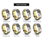 font options for inside engraving on gold & silver straight ally flag rings