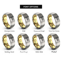 font options for inside engraving on gold & silver straight ally flag rings