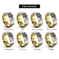 font options for inside engraving on gold & silver straight ally flag rings