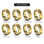 font options for inside engraving on gold & grey straight ally flag rings