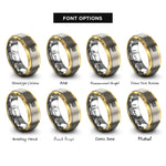 font options for inside engraving on gold & silver straight ally flag rings