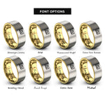 font options for inside engraving on gold & silver straight ally flag rings