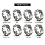 font options for inside engraving on silver straight ally flag rings