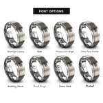 font options for inside engraving on gray straight ally flag rings