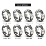 font options for inside engraving on grey straight ally flag rings