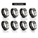 font options for inside engraving on black & gray straight razor rings