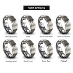 font options for inside engraving on grey straight razor rings