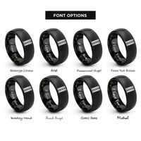 font options for inside engraving on black straight tracks rings