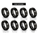 font options for inside engraving on black straight tracks rings