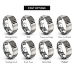 font options for inside engraving on silver straight tracks rings