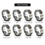 font options for inside engraving on silver straight tracks rings