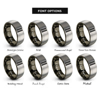 font options for inside engraving on gunmetal & silver straight tracks rings