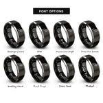 font options for inside engraving on black & gray strap cutter rings