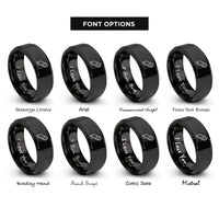 font options for inside engraving on black strap cutter rings