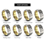font options for inside engraving on gold & gray strawberry rings