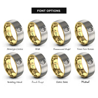 font options for inside engraving on gold & gray strawberry rings