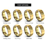 font options for inside engraving on gold & silver strawberry rings