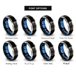 font options for inside engraving on black & blue & silver streak flame crown rings