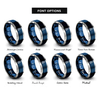 font options for inside engraving on blue & grey streak flame crown rings