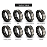 font options for inside engraving on black & silver stream crossing rings