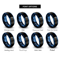 font options for inside engraving on black & blue streaming microphone rings