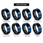 font options for inside engraving on black & blue streaming microphone rings