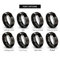 font options for inside engraving on black & gray streaming microphone rings