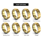 font options for inside engraving on gold & grey street food cart rings