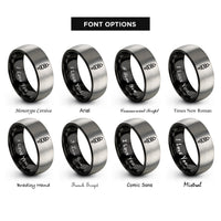 font options for inside engraving on black & silver street food skewer rings
