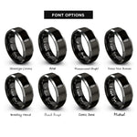 font options for inside engraving on black & silver street food skewer rings