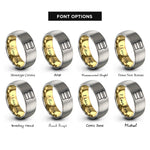 font options for inside engraving on gold & gray street stall canopy rings