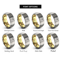 font options for inside engraving on gold & gray street stall canopy rings