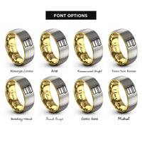 font options for inside engraving on gold & gray street stall canopy rings
