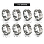 font options for inside engraving on silver street stall canopy rings