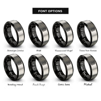 font options for inside engraving on black & silver street tire tread rings