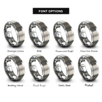 font options for inside engraving on silver street tire tread rings