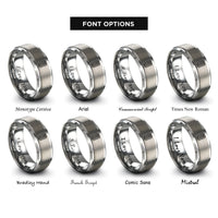 font options for inside engraving on silver street tire tread rings