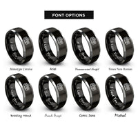 font options for inside engraving on black & silver streetcar rings