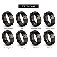 font options for inside engraving on black streetcar rings