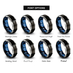 font options for inside engraving on black & blue & silver strength rings