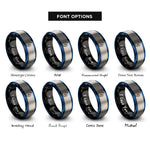 font options for inside engraving on black & blue & grey strength rings