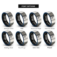font options for inside engraving on black & blue & gray strength rings