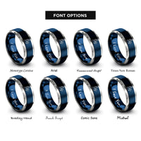 font options for inside engraving on blue & gray strength rings