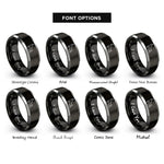 font options for inside engraving on black & grey stretching cat rings