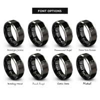 font options for inside engraving on black & grey stretching cat rings