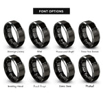 font options for inside engraving on black & grey stretching cat rings