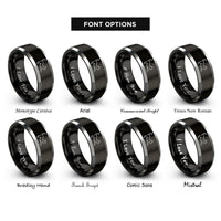 font options for inside engraving on black & grey stretching cat rings