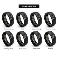 font options for inside engraving on black stretching cat rings