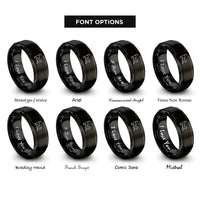font options for inside engraving on black stretching cat rings