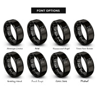 font options for inside engraving on black stretching cat rings